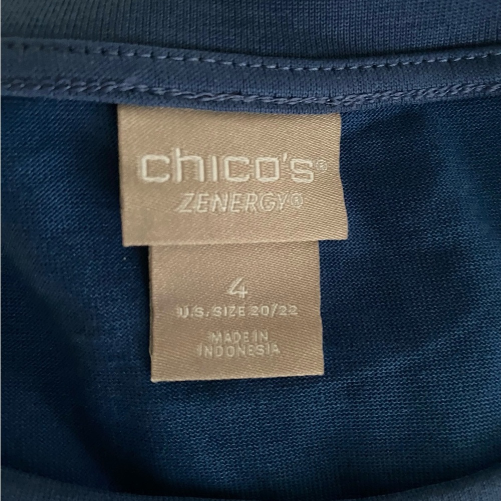 Chico’s Zenergy Women’s Blue Shirt 3/4 Length Sleeves Very Soft Size 4 - Picture 5 of 6